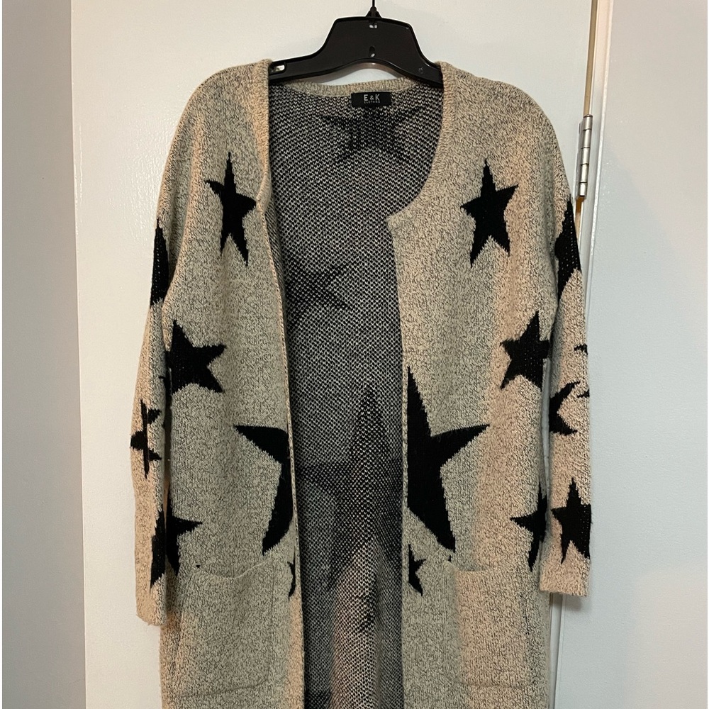 Gray & Black Star Gazing Sweater - mid thigh OS